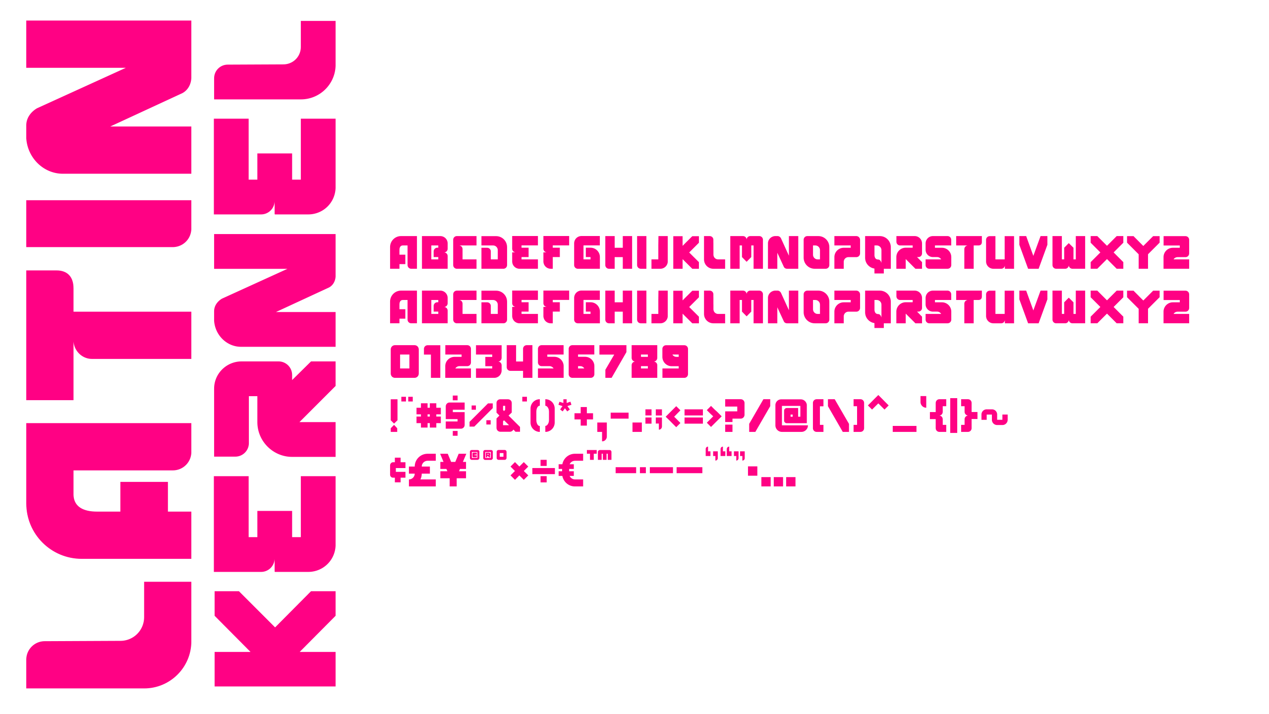 Bruturistic alphabet, numbers and punctuation specimen